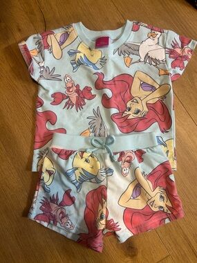 Disney Little Mermaid Ariel Two-Piece Pajama Set - Light Blue & Red